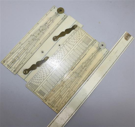 A collection of five ivory rulers
